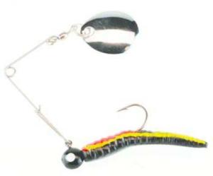 Johnson Beetle Spin Jig, Black Yellow Stripe/Red Belly, Nickel Blade, 1in, 1/32oz, 4 Pack, BSVP1/32-BYSR