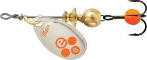 Mepps Aglia-e In-Line Spinner, 1/12 oz, Treble Hook w/Egg Silver-Hot Orange, BE0 SHO