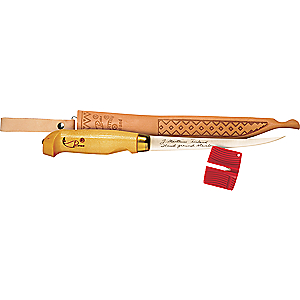 Rapala BPFNF4SH1 Fish 'N Fillet Knife 4" Blade Length with Single Stage sharpener and Tooled Leather Sheath