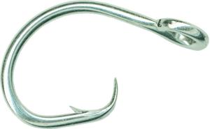 Mustad Classic Circle Hook, Curved In/Kirbed Point, 2X Strong, Offset, Ringed Eye, Duratin, Size 11/0, 2 per Pack, 39965D-11/0-29