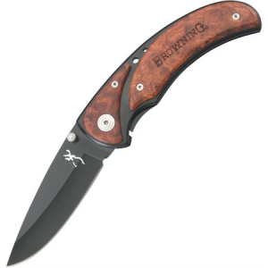 Browning Knives 068 Framelock Folding Pocket Black Finish Stainless Blade Knife with Cocobolo Wood Onlay Handle