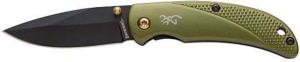 Browning Prism III Folding Knife, 2.78in, Black Oxide, Drop Point Blade, 7Cr17MoV Stainless Steel, Green Aluminum Handle, 3220337