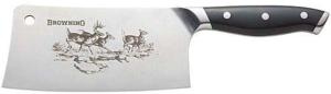 Browning Large Engraved Cleaver Knife w/Deer Scene, 7in, Stainless Steel, Black Matte Zytel Handle, 3220319