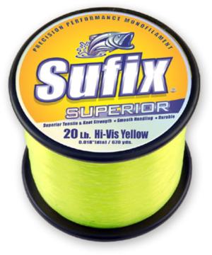 Sufix Superior Monofilament Line 60lb 1825yd Hi-Vis Yellow 2.2lb Spool, 647-660