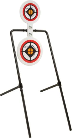 EZ-Aim Hardrock AR500 Round Spinner Targets & Stand, Rimfire Rounds & Centerfire Pistols, 7.375W x 23H, White/Red/Black, White/Red/Black, 7.375W x 23H, 15366