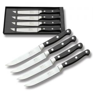 Hen and  Rooster International 4 piece  Steak Knife Set with Black Bake-Lite Handles and 440A Stainless Steel Blades Model HRI-008
