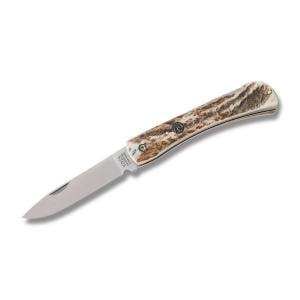 Frost Cutlery Voss Cutlery Co Dirt Buster Lockback 5" with Deer Stag Handles and Stainless Steel Plain Edge Blades Model VC-111DS