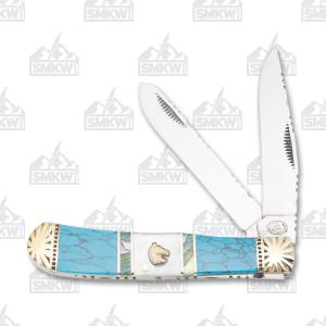 Frost Cutlery Silverhorse Stoneworks Blue Turquoise Trapper