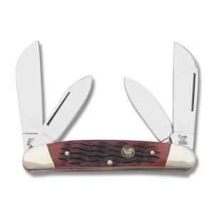 Hen and Rooster Red Jigged Bone Large Congress Stainless Steel Blades
