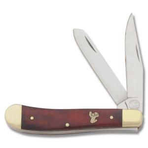 Frost Cutlery Whitetail Cutlery Trapper 4.125" with Red Smooth Bone Handles with Stainless Steel Plain Edge Blades Model WT-312RSB