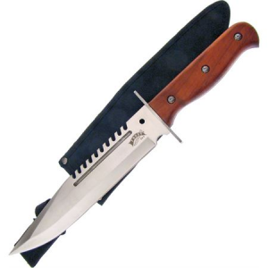 Frost Cutlery & Knives 18306PW 9 1/2 Inch sawback blade Knife with Brown Pakkawood Handle