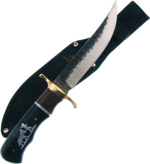 Frost Blackhills Wild Rains Fixed Blade Knife, 6.5in, Stainless Blade, Black Pakkawood Handle Coal Miner Shield FBKH204CM