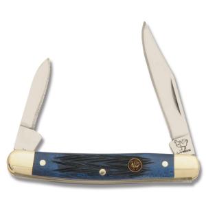 Hen & Rooster Blue Jigged Bone Pen Knife Stainless Steel Blades