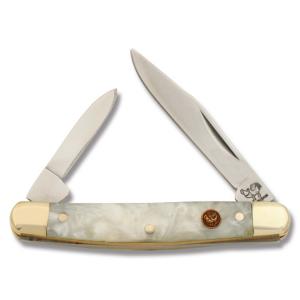 Hen & Rooster Cracked Ice Celluloid Pen Knife Stainless Steel Blades