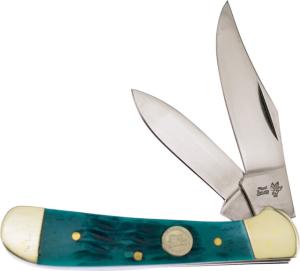 Frost Copprhead Green Pick Bone Folding Knife,Stainless Steel,Standard Edge,Clip and Pen,Mirror Polish,Green,Pick Bone Handle, 14-950GPB