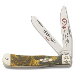Case 125th Anniversary Trapper4.125" with Black and Gold Corelon Handles and Tru-Sharp Surgical Steel Plain Edge Blades Model 9254125MM