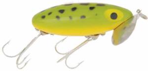 Arbogast Jitterbug Topwater Lure, 3in, 5/8 oz, Floating, Frog/Yellow Belly, G650-07