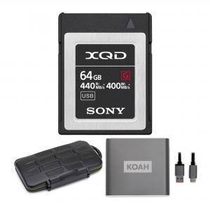 Sony 64GB XQD G Series Memory Card with Rugged Memory Card Carrying Case Bundle