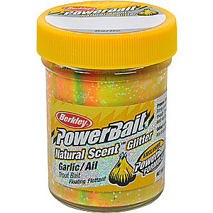 Berkley 1203187 PowerBait Natural Glitter Trout Dough Bait Garlic Scent/Flavor, Rainbow