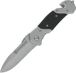 Smith & Wesson SWFR 8in High Carbon S.S. Folding Knife with 3.3in Drop Point Blade and S.S. with G-10 Inlay Handle for Outdoor, Tactical, Survival and EDC