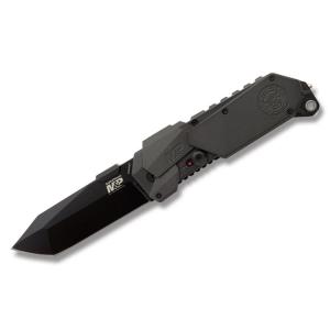 Smith& Wesson Military & Police M.A.G.I.C. Linerlock with Black 60601 T-6 Aluminum Handle and Black Coated 4034 Stainless Steel 3.5" Tanto Tip Plain Edge Blade Model SWMP9BT