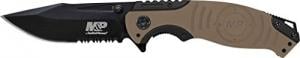 Smith & Wesson M&P SWMP13GLS 8.2in High Carbon S.S. Folding Knife with 3.5in Serrated Clip Point Blade and Aluminum Handle for Tactical, Survival and EDC