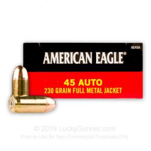 45 ACP - 230 Grain FMJ - Federal American Eagle - 1000 Rounds