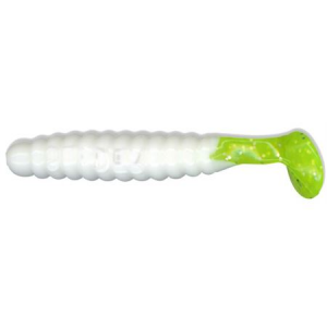 Charlie Brewer's Crappie Slider Grub - 1-1/2' - White/Chartreuse Tail