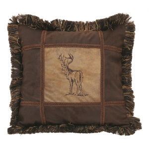 Carstens Embroidered Buck Pillow 18 inchx18 inch