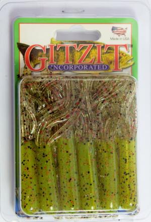 Gitzit The Original Fat Tubes 3 1/2in, Olive Smoke/Red Sparkle 10/Pack, 91136