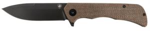 Templar Knife PFMBN321 Paladin 3.27" Folding Drop Point Plain Black Powder Coated D2 Steel Blade, 4.40" Brown Micarta Handle Includes Pocket Clip