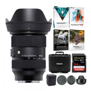 Sigma 24-70mm f/2.8 DG DN Art Zoom Full Frame E-Mount Lens with 64GB SD Card and Travel Bundle