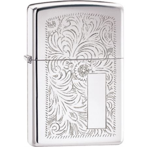 Zippo Lighters 10650 Venetian Engraved Panel Zippo Lighter with High Polished Chrome Finish