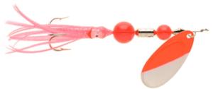 Yakima Bait Flash Glo UV Squid Casting Spinner, 3 1/2in, Red White with Pink Squid, 1125U-RW