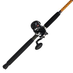 Ugly Stik Bigwater Rival Level Wind Combo, 5.1/1, Right, 15, 9ft. Rod Length, Medium Light Power, 2 Pieces Rod, Black/Red/Yellow, BWC1530C902RIV15LWLC