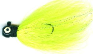 Mack's Lure Rock Dancer Bucktail Jig, 3/8 oz, 2/0 Hook Black Head/Chartreuse Body, 18192