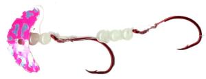 Mack's Lure Double Whammy Sockeye Pro Wenatchee Spinner Rig 2 1/0 Hooks, 48in Leader, Hot Pink with Silver Tiger Smile Blade/Glow Bead, 22144