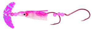 Mack's Lure Cha Cha Sockeye Squidder rig, 2 2/0 Hooks, 1.5in, Pink Silver Tiger Smile Blade/Pink UV Spatterback Skirt/Flo Pink Beads, 60011