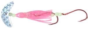 Mack's Lure Cha Cha Sockeye Squidder rig, 2 2/0 Hooks, 1.5in, Silver Scale Smile Blade/Pink Shrimp Skirt/Glow Beads, 60012