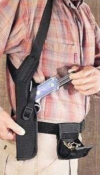 Uncle Mike's Black Verticle Shoulder Holster, Right, Scoped, Med/Large Double/Single Action Revolvers
