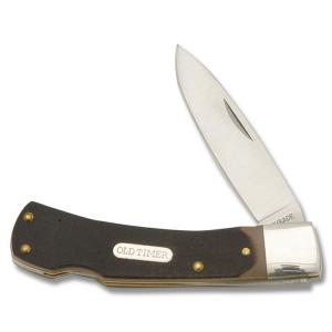 Schrade Old Timer Bruin Lockback 3.75" with Brown Sawcut OT Compostion Handle and 7Cr17MoV High Carbon Stainless Steel Plain Edge Blade Model 5OT