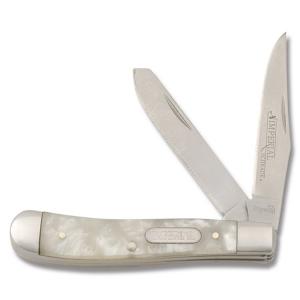 Imperial Schrade Small Trapper 2.875" with Cracked Ice Celluloid Handle and Satin Finish 3Cr13MoV Stainless Steel Plain Edge Blade Model IMP13