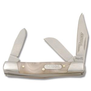 Imperial Schrade Small Stockman 2.625" with Pink Swirl Celluloid Handle and Satin Finish 3Cr13MoV Stainless Steel Plain Edge Blades Model IMP18PS