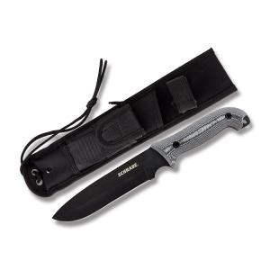 Schrade Frontier with Black Micarta Handle and Black Coated 1095 High Carbon Steel 7.00" Drop Point Plain Edge Blade with Black Polyester Sheath Model SCHF52M