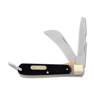 Schrade Old Timer Electician's Knife with Brown Sawcut Plastic Handle and Satin Finish 7Cr17MoV Stainless Steel 2.75" Hawkbill Plain Edge Blade Model 159OT
