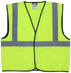 MCR Safety Hi Vis Reflective Safety Vest, ANSI Type R Class 2, Solid with 2in Silver Stripes, Hook and Loop Front Closure, Fluorescent Lime, M, VCL2SLM
