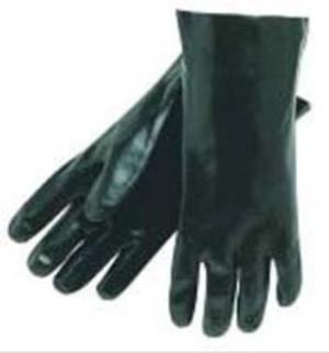 MCR Safety Long PVC Coated Work Gloves, Single Dipped with Smooth PVC, Soft Interlock Lining, 14in Length, Black, Large, 6300