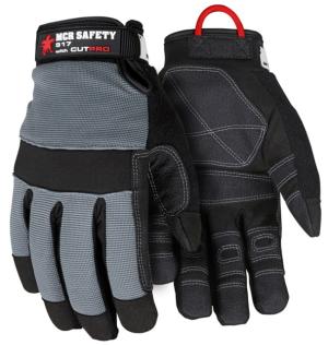 MCR Safety Cut Pro Mechanics Glove, Synthetic Leather Palm, Adjustable Hook and Loop Wrist Closure, Cut Resistant, Black, Small, 917S