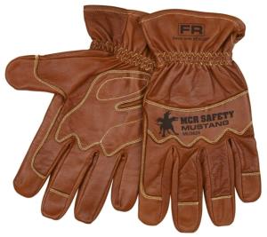 MCR Safety Mustang Leather Drivers Utility Work Gloves, Grain Goatskin Double Palm, Unlined, Sewn with DuPont Kevlar Sewn, Wing Thumb, Brown, Large, MU3624L
