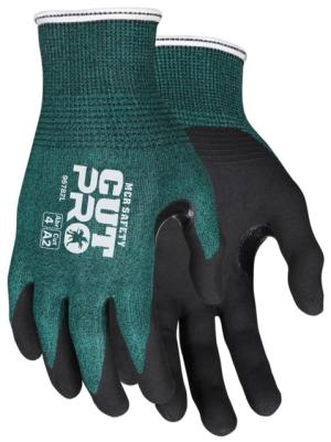 MCR Safety Cut Pro 18 Gauge Hypermax Shell Cut, Abrasion and Puncture Resistant Work Gloves, Nitrile Foam Coated Palm and Fingertips, Black/Green, Large, 96782L